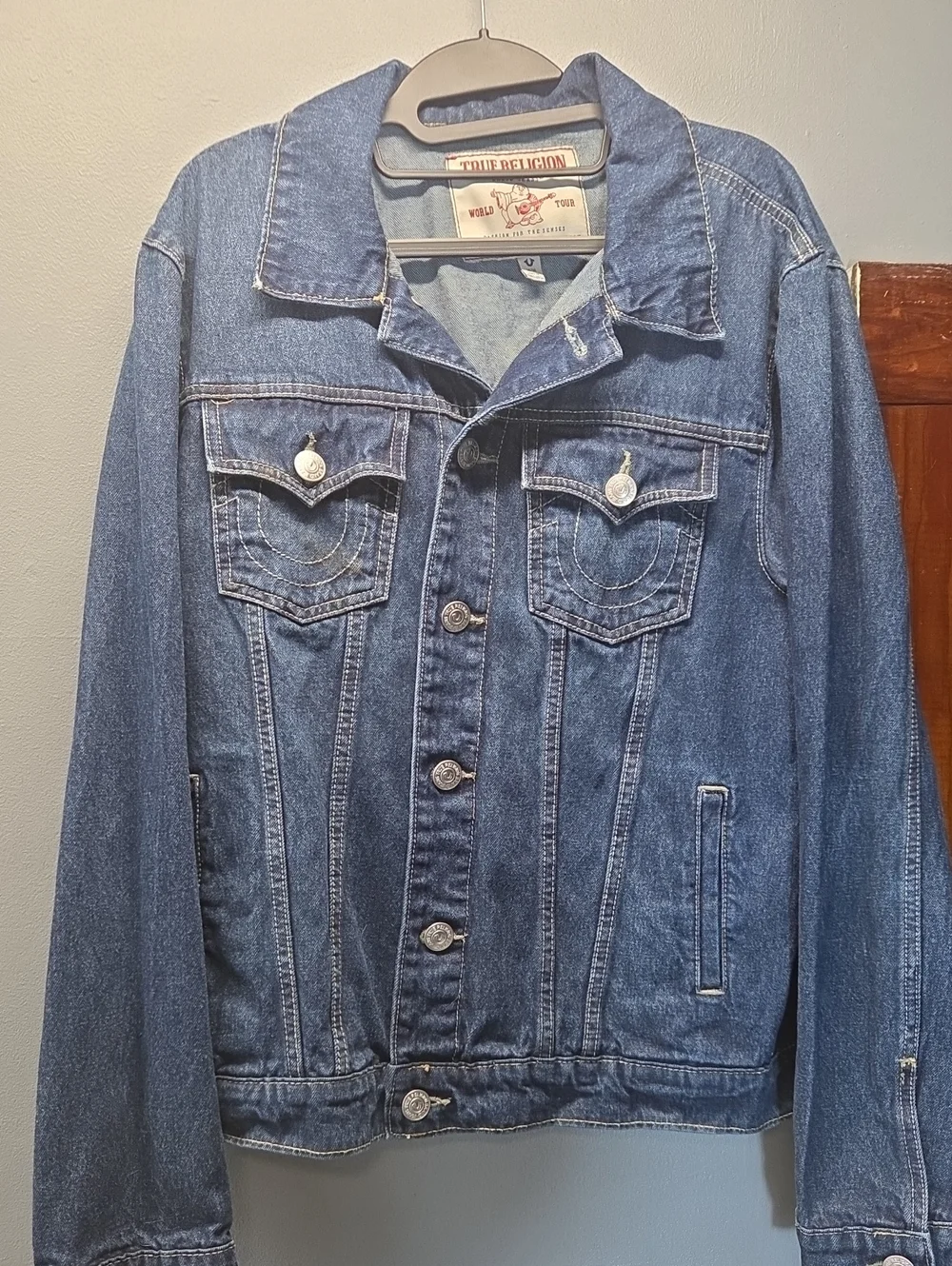 True Religion Men's Classic Blue Denim Jacket Size M